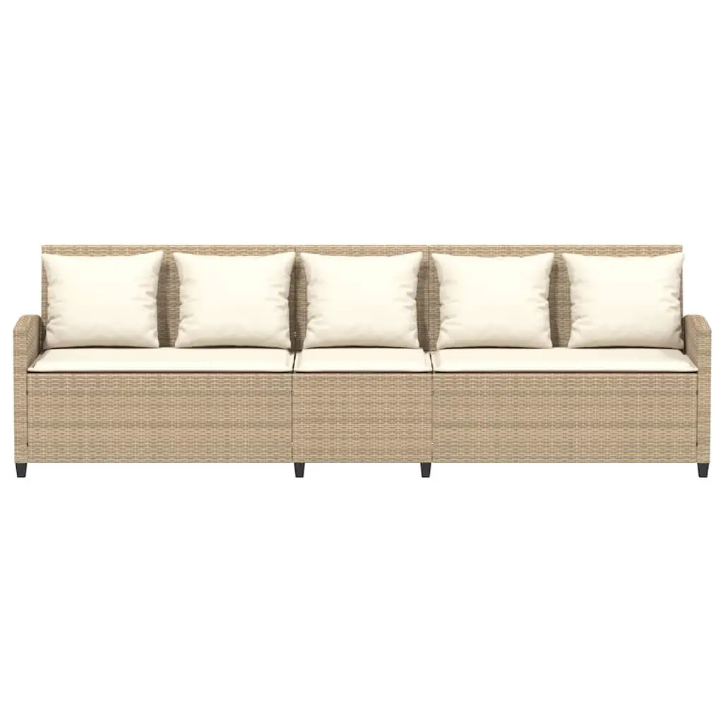 Garden Sofa 5-Seater Beige Poly Rattan Outdoor Patio Lounge Set