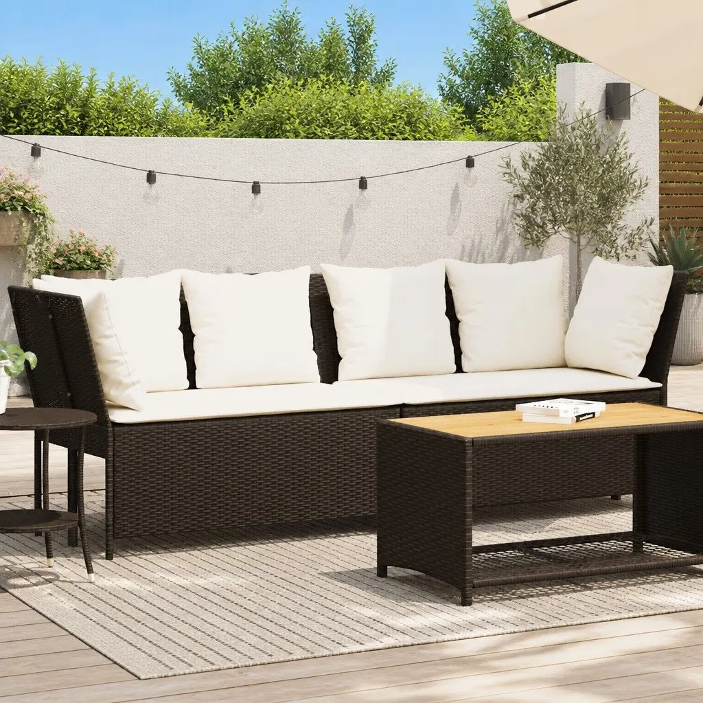 Modular Outdoor Sofa Set Brown Rattan with Cushions for Garden Patio