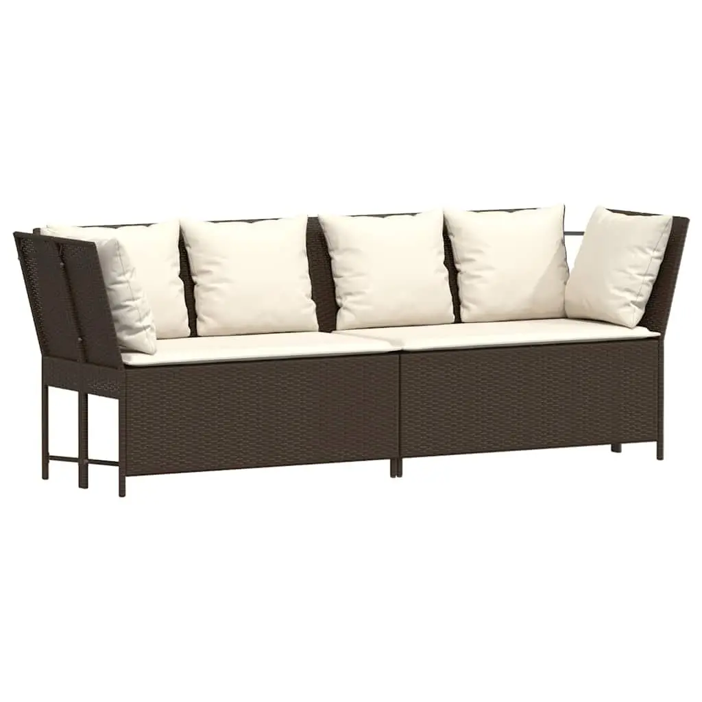 Modular Outdoor Sofa Set Brown Rattan with Cushions for Garden Patio
