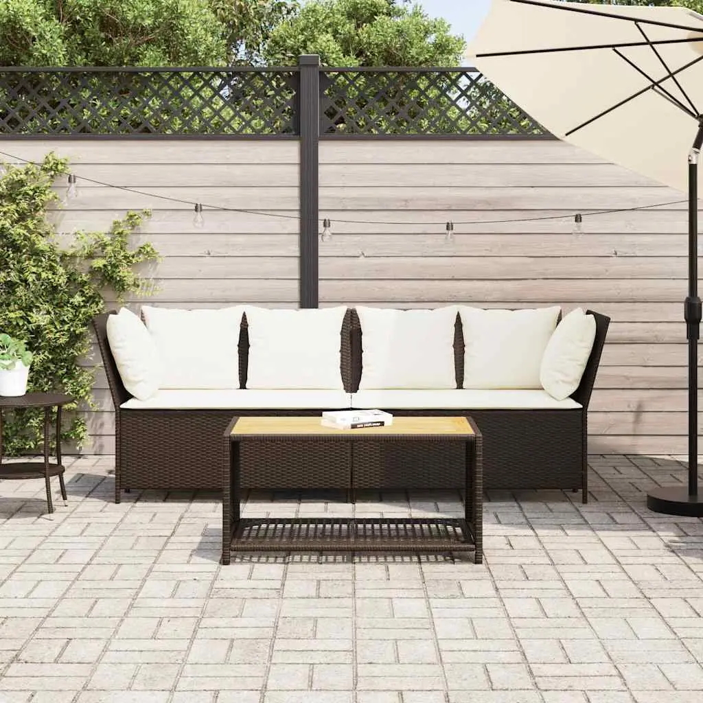 Modular Outdoor Sofa Set Brown Rattan with Cushions for Garden Patio