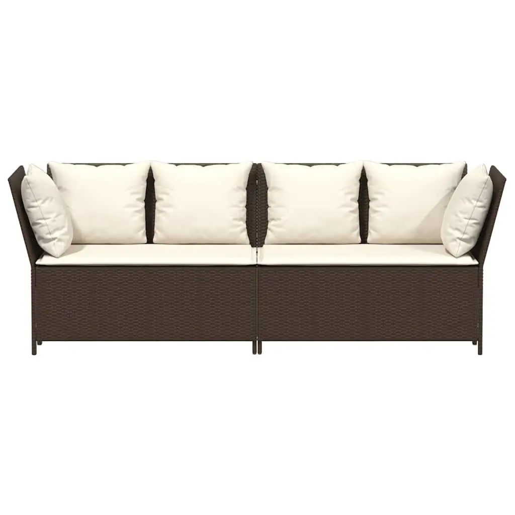 Modular Outdoor Sofa Set Brown Rattan with Cushions for Garden Patio