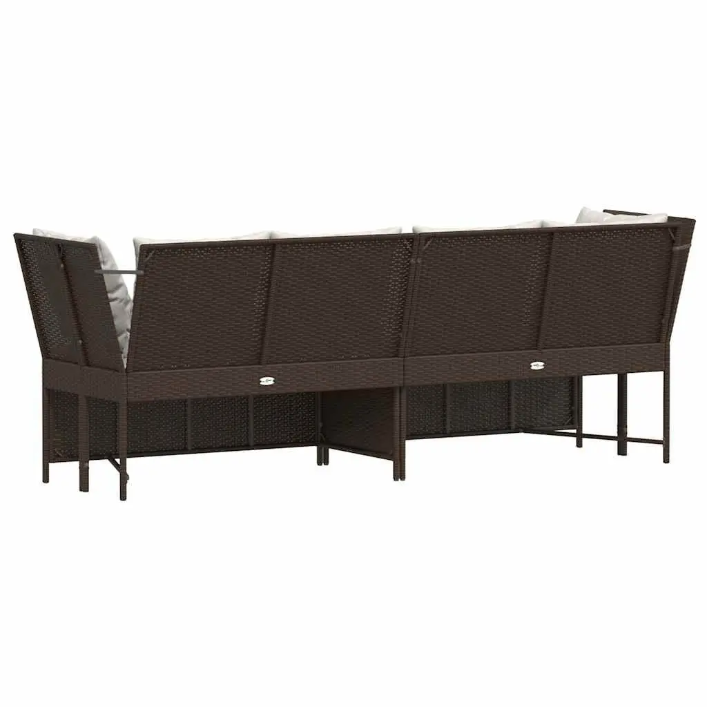 Modular Outdoor Sofa Set Brown Rattan with Cushions for Garden Patio
