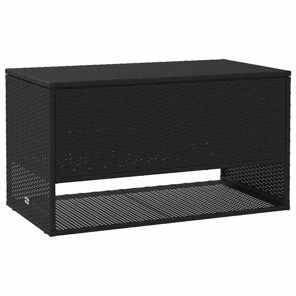 Outdoor Storage Box Black PE Rattan Garden Cushion Organizer with