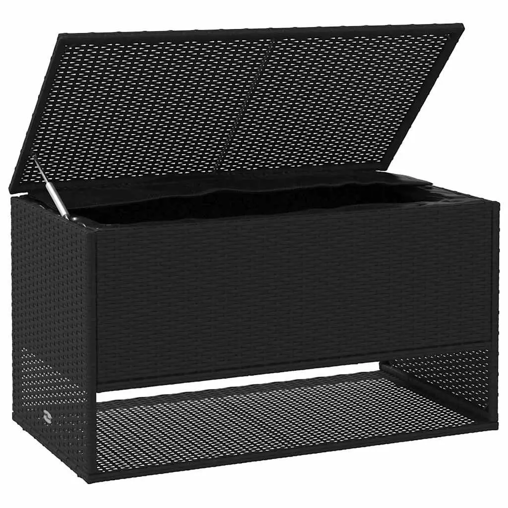 Outdoor Storage Box Black PE Rattan Garden Cushion Organizer with