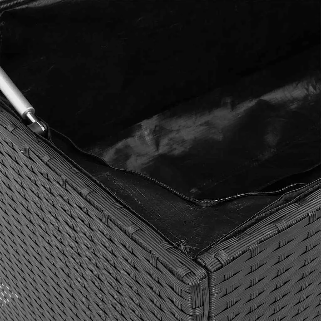 Outdoor Storage Box Black PE Rattan Garden Cushion Organizer with