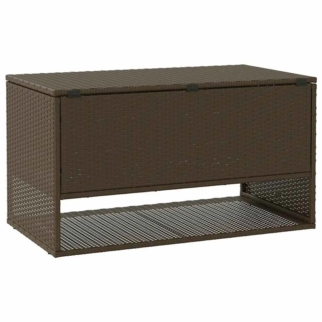 Outdoor Storage Box Brown Poly Rattan 100 x 55 x 55.5 cm Garden Furniture Cushion Organiser