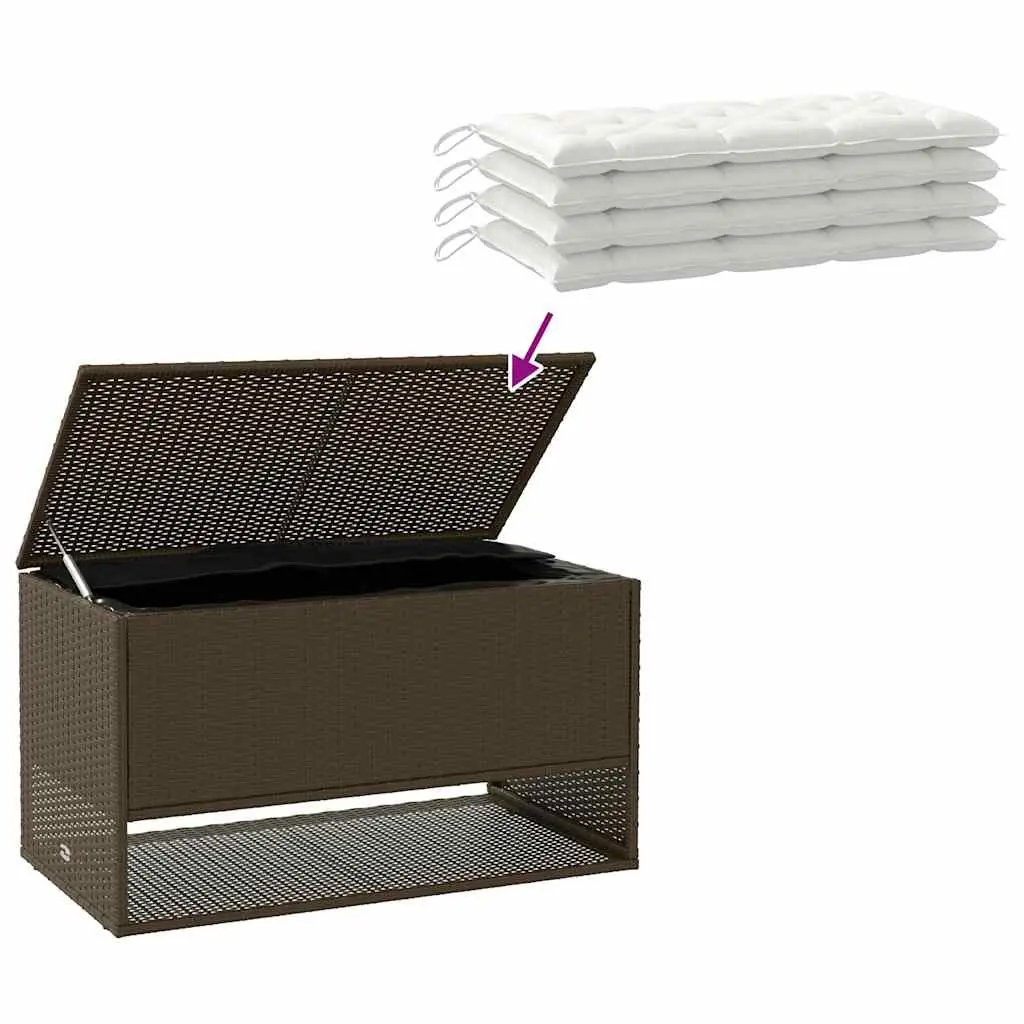 Outdoor Storage Box Brown Poly Rattan 100 x 55 x 55.5 cm Garden Furniture Cushion Organiser