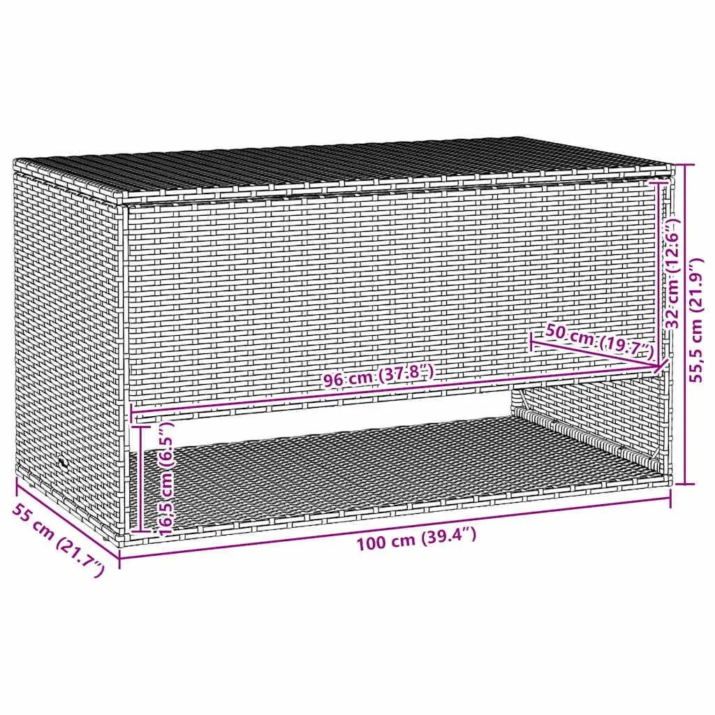 Outdoor Storage Box Brown Poly Rattan 100 x 55 x 55.5 cm Garden Furniture Cushion Organiser