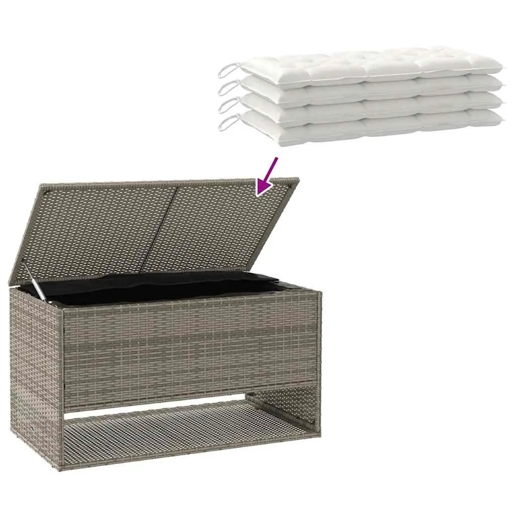 Outdoor Storage Box Grey Poly Rattan 100 x 55 x 55.5 cm