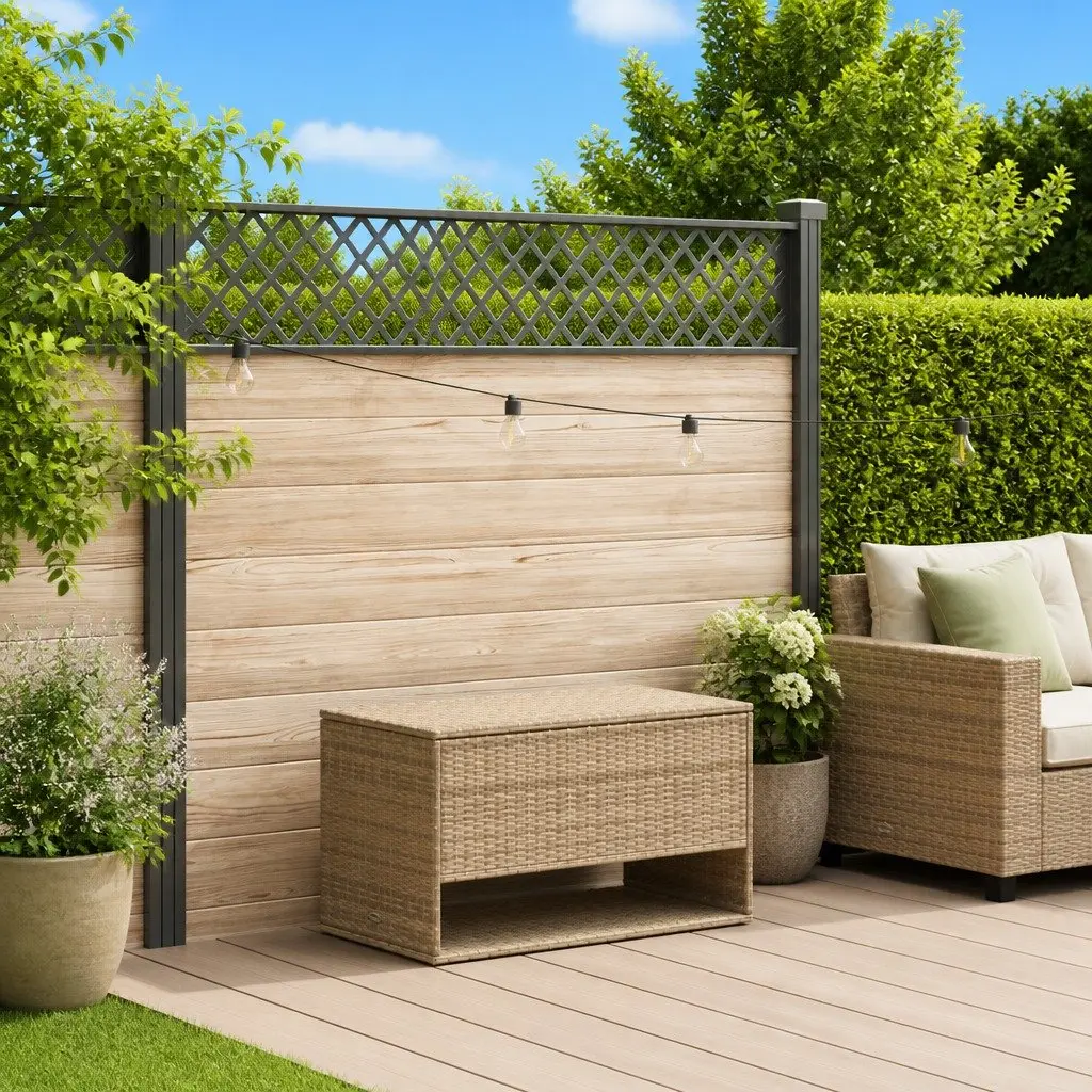 Outdoor Storage Box Beige Poly Rattan Weather Resistant 100 x 55 x 55.5 cm