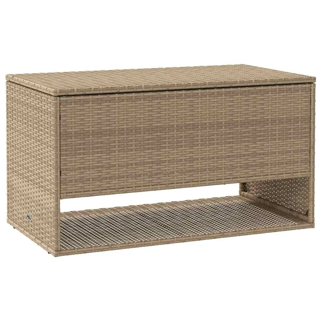 Outdoor Storage Box Beige Poly Rattan Weather Resistant 100 x 55 x 55.5 cm