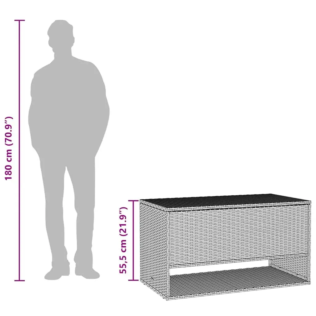 Outdoor Storage Box Beige Poly Rattan Weather Resistant 100 x 55 x 55.5 cm