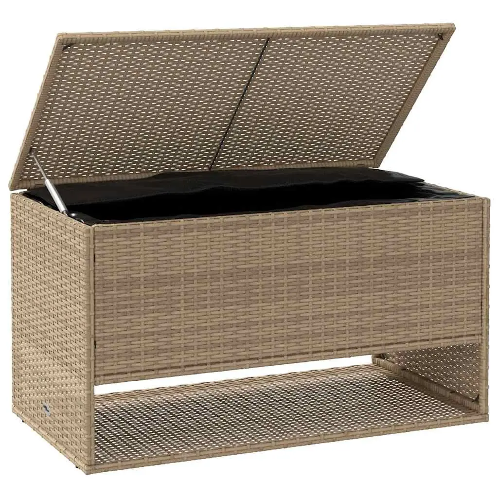 Outdoor Storage Box Beige Poly Rattan Weather Resistant 100 x 55 x 55.5 cm