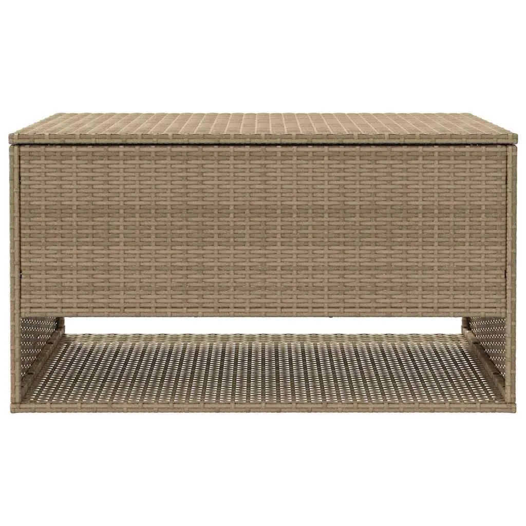 Outdoor Storage Box Beige Poly Rattan Weather Resistant 100 x 55 x 55.5 cm
