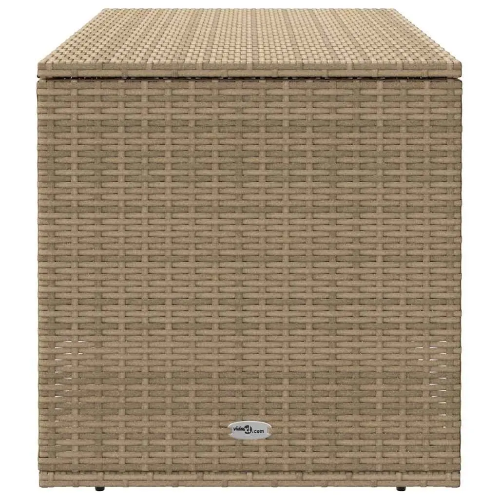 Outdoor Storage Box Beige Poly Rattan Weather Resistant 100 x 55 x 55.5 cm