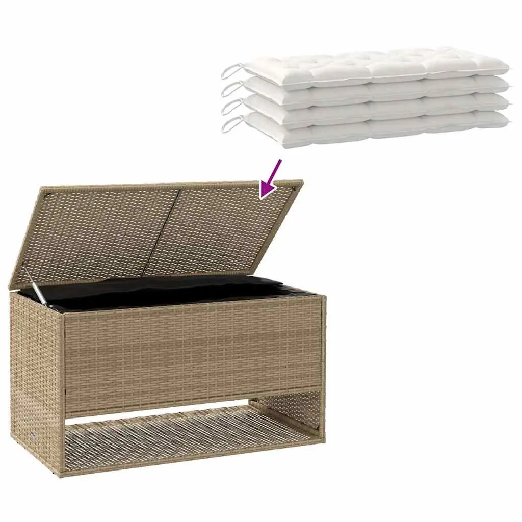 Outdoor Storage Box Beige Poly Rattan Weather Resistant 100 x 55 x 55.5 cm