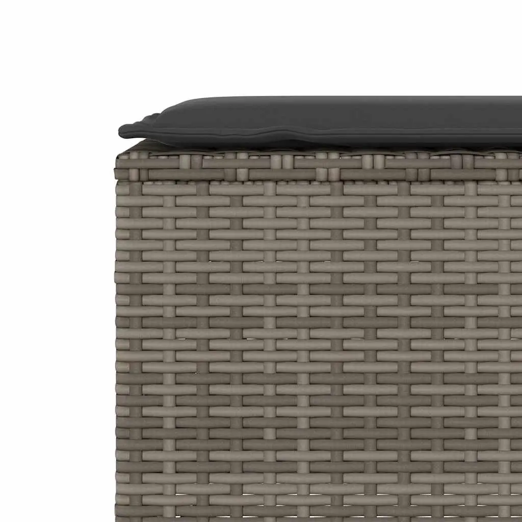 Garden Bench with Cushion Grey Poly Rattan 110x30x40.5cm