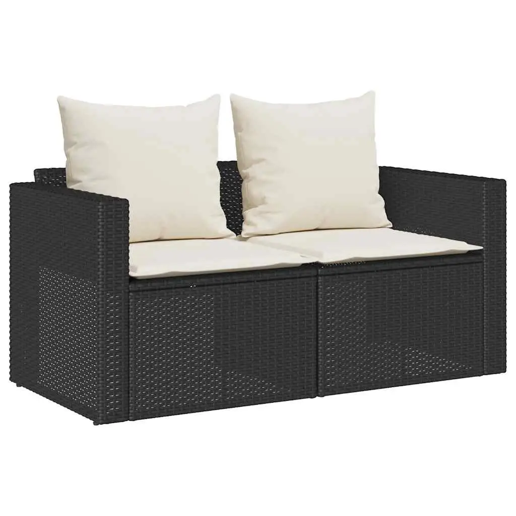 5 Piece Stackable Modular Outdoor Sofa Set in Black Poly Rattan for Patio and Garden