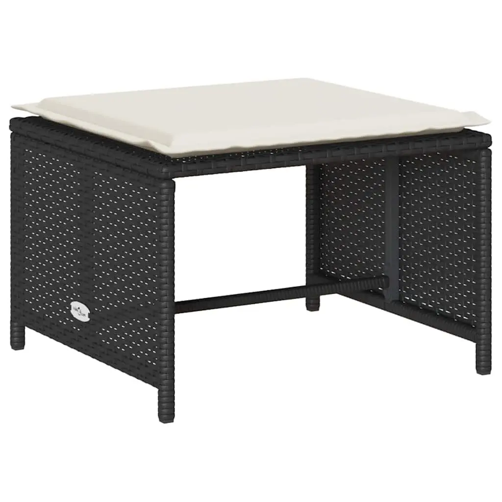 5 Piece Stackable Modular Outdoor Sofa Set in Black Poly Rattan for Patio and Garden