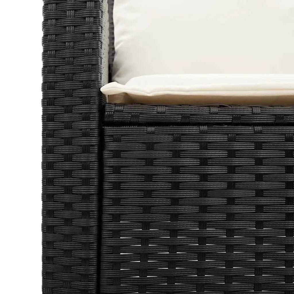 5 Piece Stackable Modular Outdoor Sofa Set in Black Poly Rattan for Patio and Garden