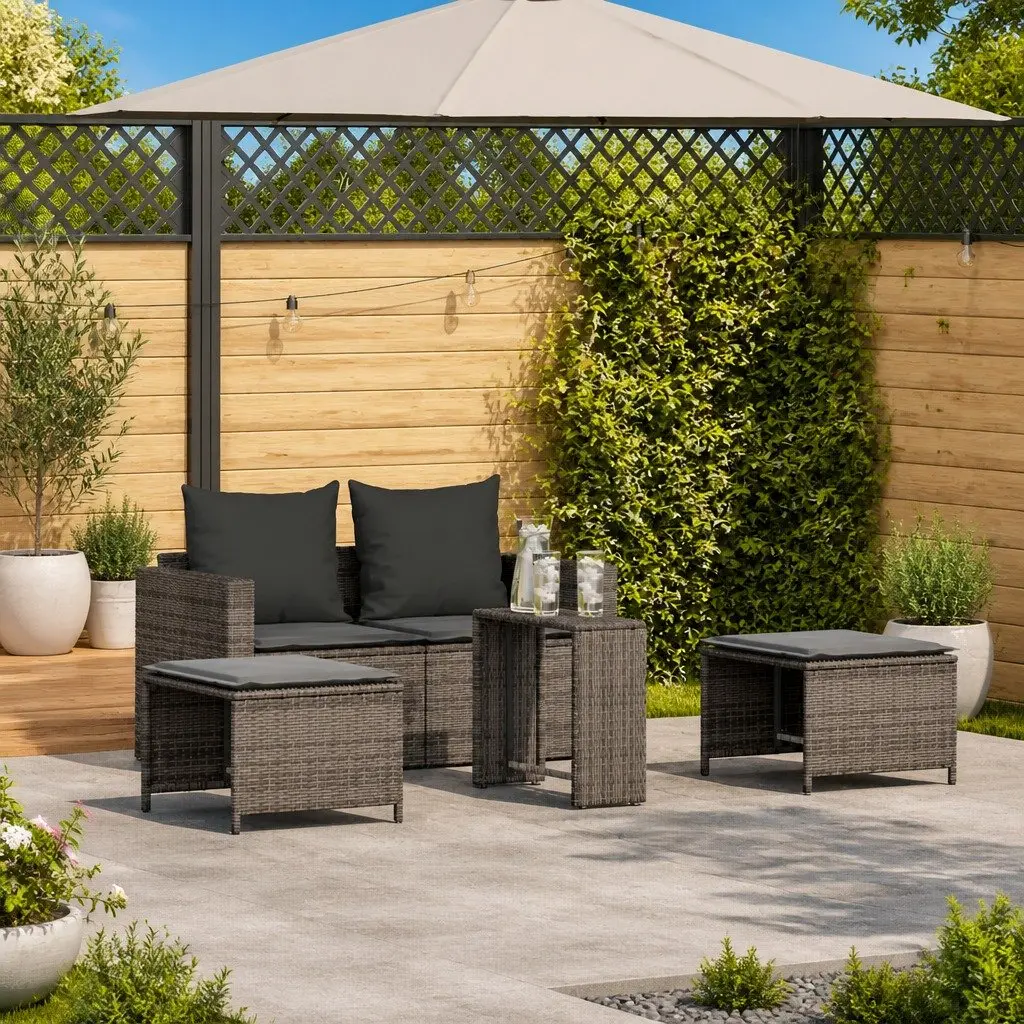 Garden Sofa Set Stackable Modular 5 Piece Outdoor Seating Grey
