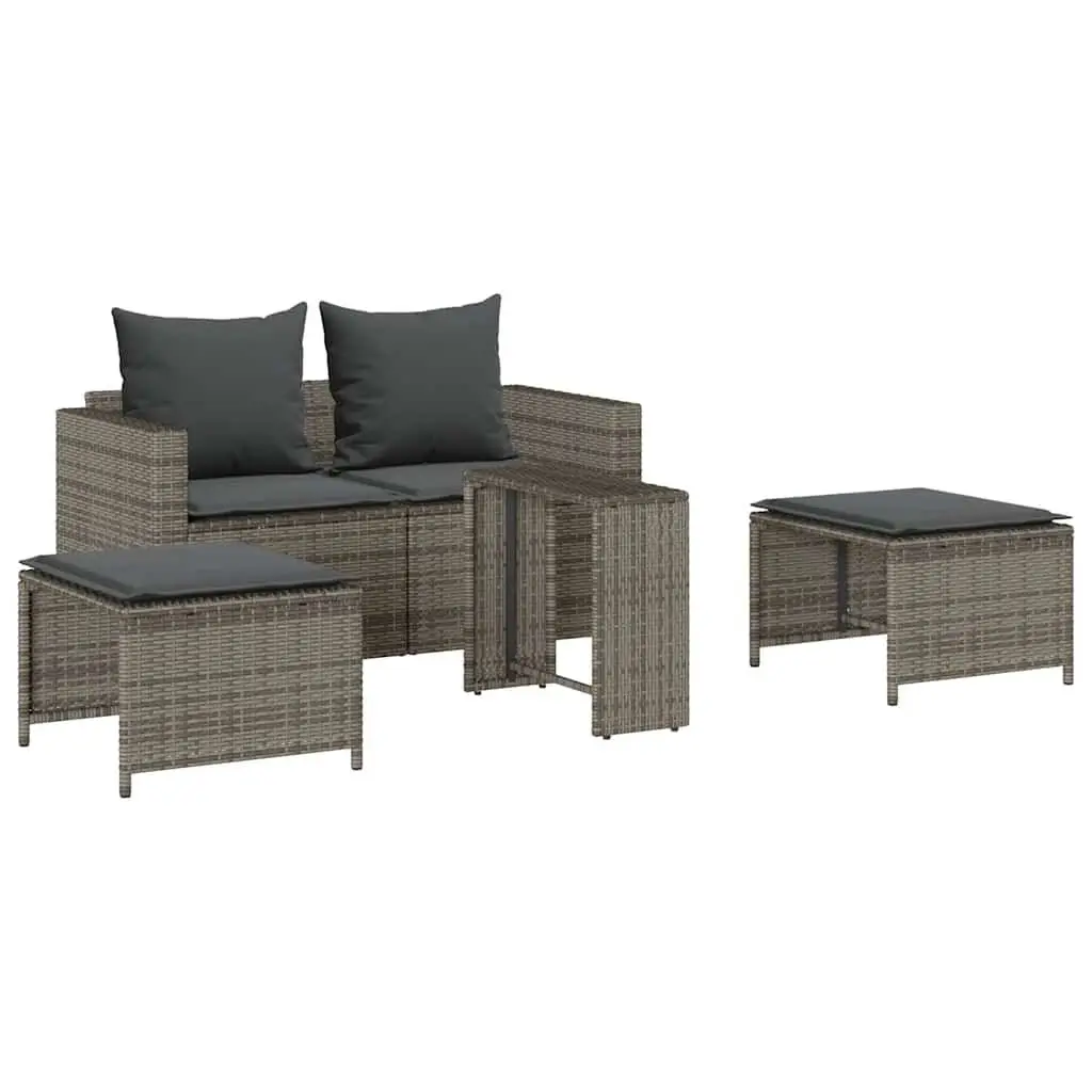 Garden Sofa Set Stackable Modular 5 Piece Outdoor Seating Grey