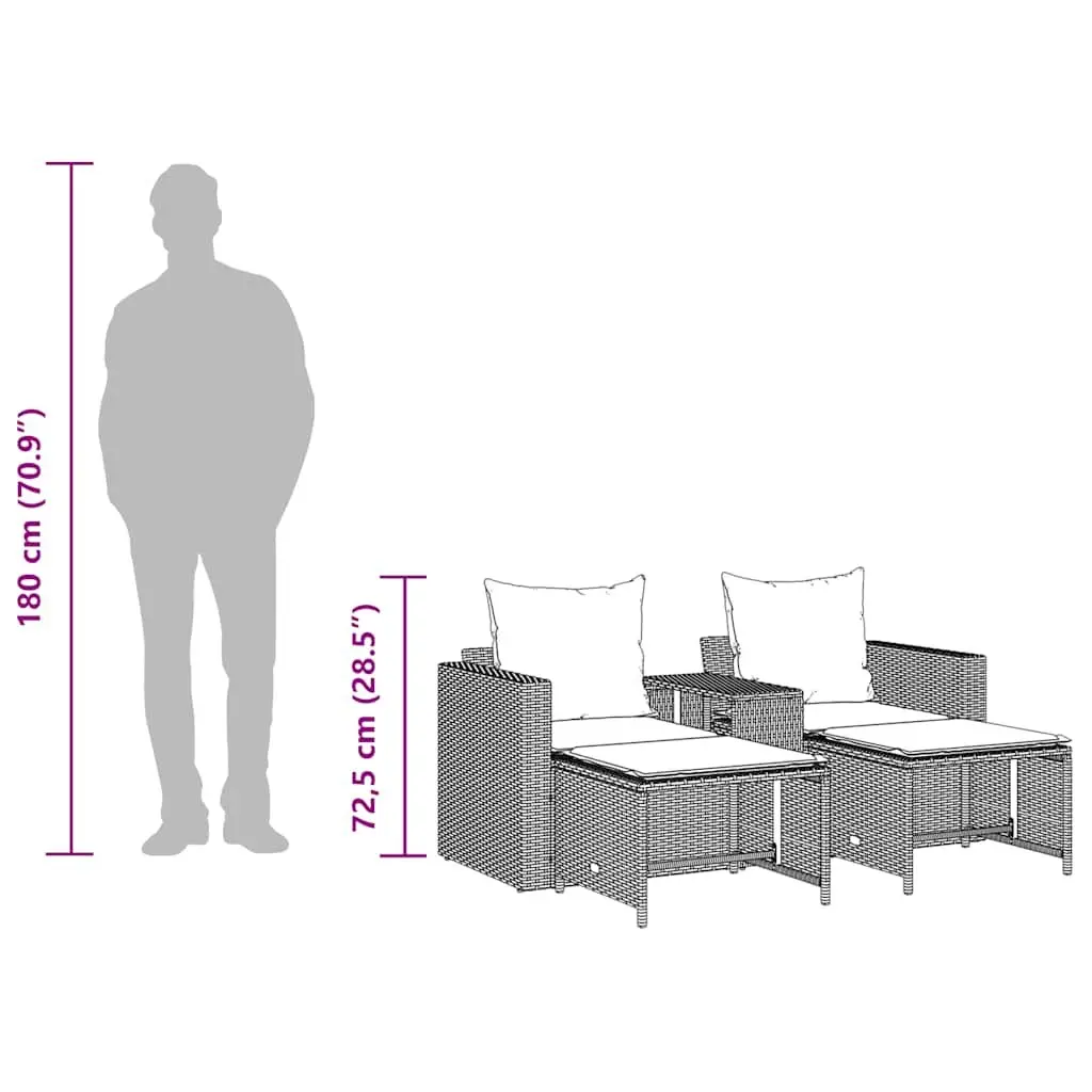 Garden Sofa Set Stackable Modular 5 Piece Outdoor Seating Grey