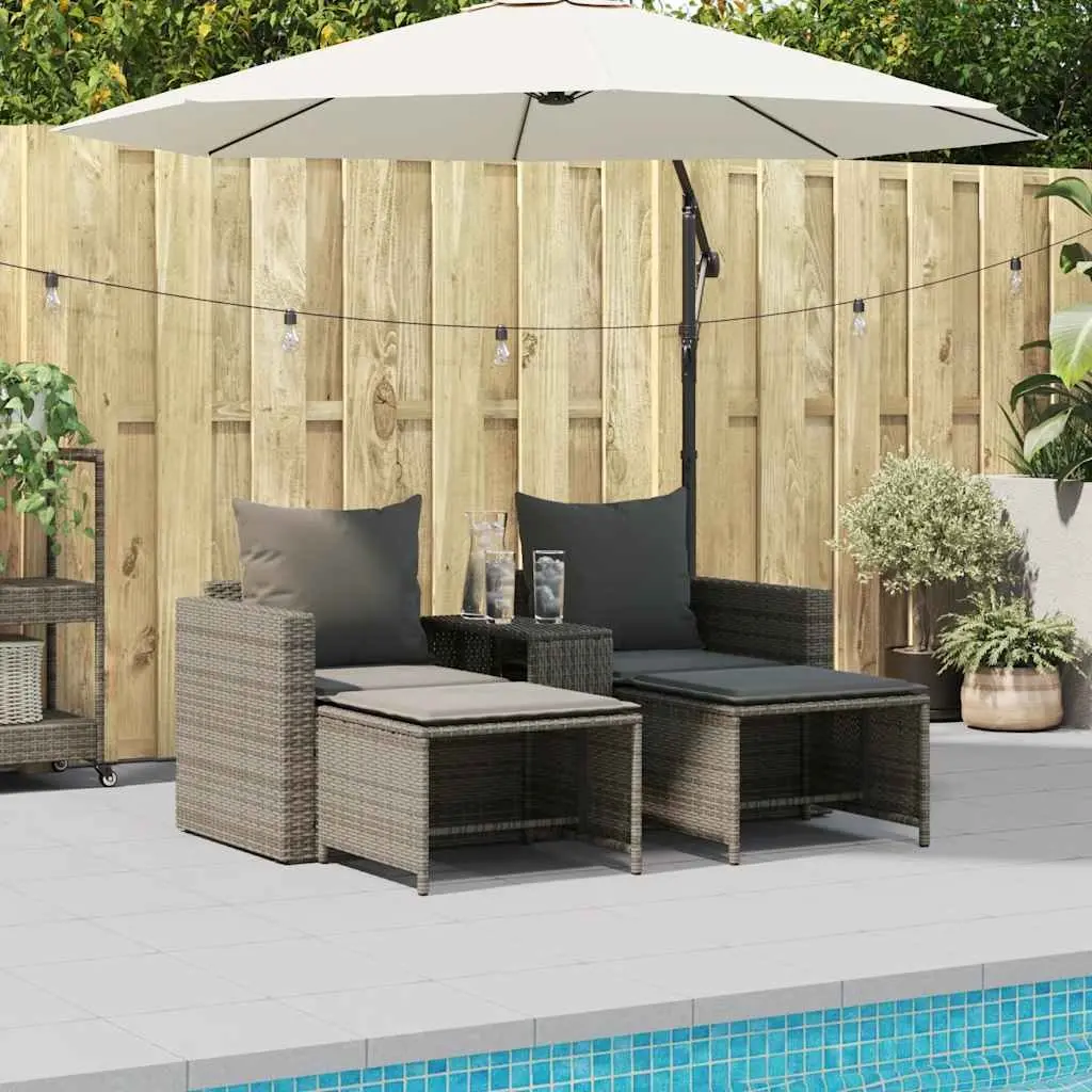Garden Sofa Set Stackable Modular 5 Piece Outdoor Seating Grey