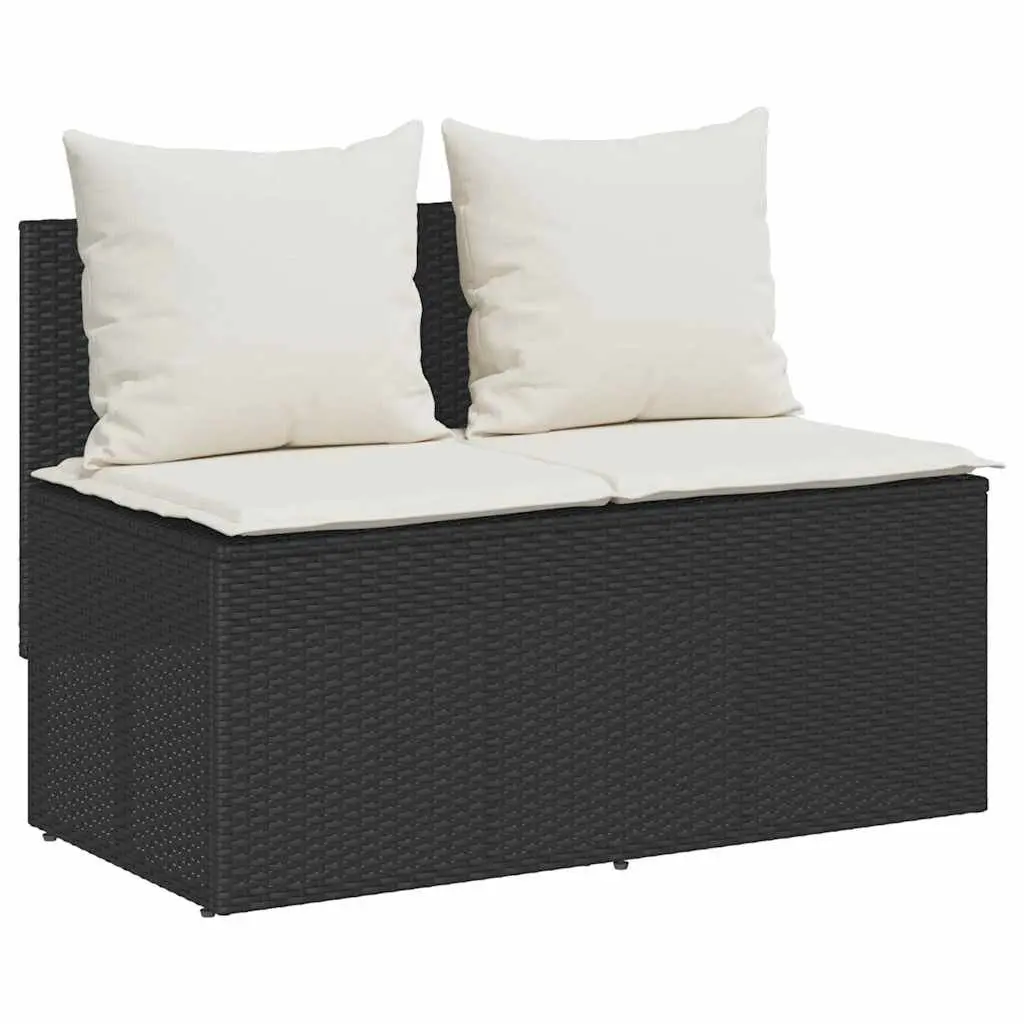 Outdoor Dining Set Black Poly Rattan 3 Piece with Cushions
