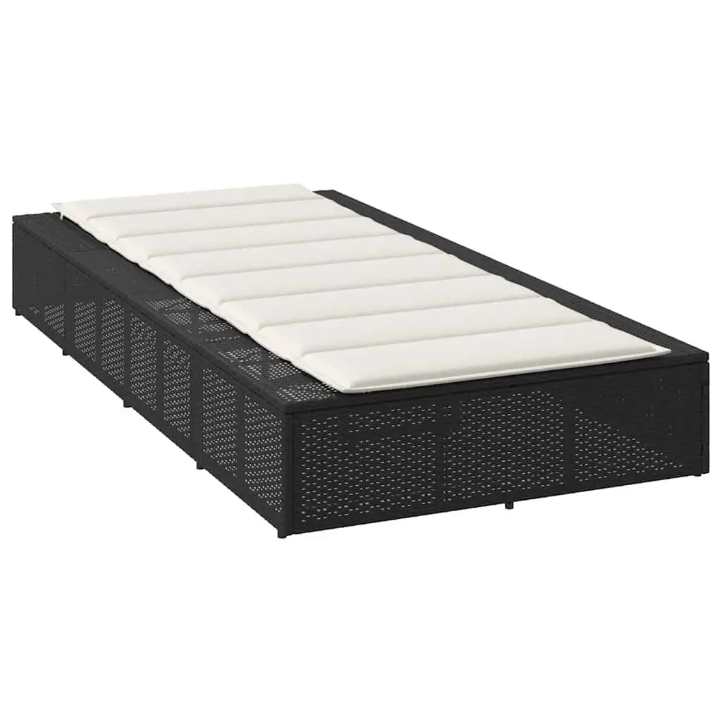 Sun Lounger Floating Cushion Black PE Rattan Adjustable Backrest