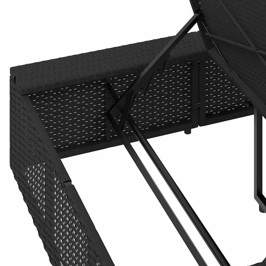 Sun Lounger Floating Cushion Black PE Rattan Adjustable Backrest
