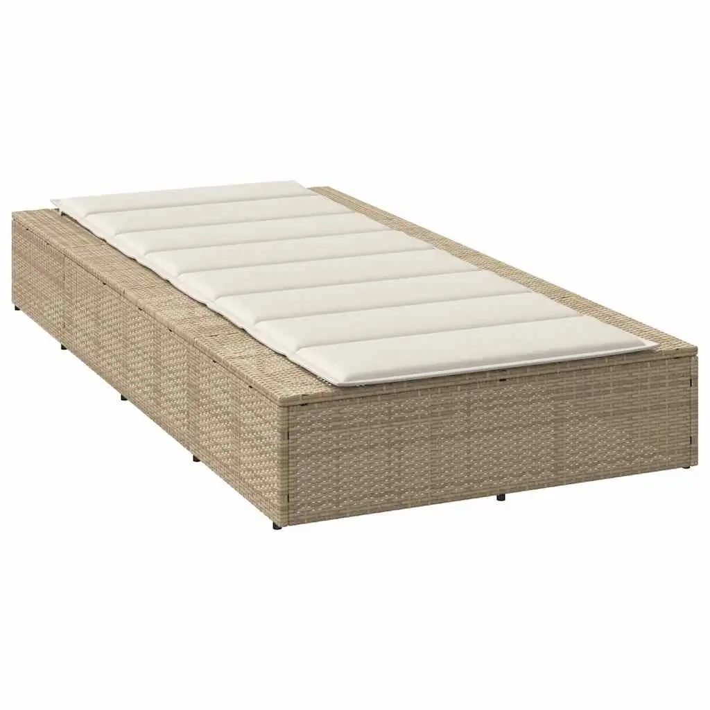 Sun Lounger Adjustable Backrest Floating Cushion Beige Poly Rattan