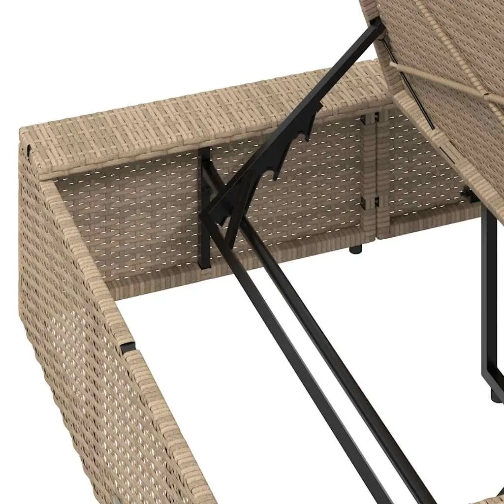 Sun Lounger Adjustable Backrest Floating Cushion Beige Poly Rattan