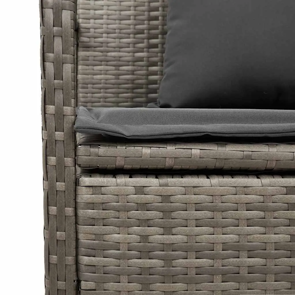 Outdoor Storage Bench Grey PE Rattan with Cushioned Seat and Concealed Storage