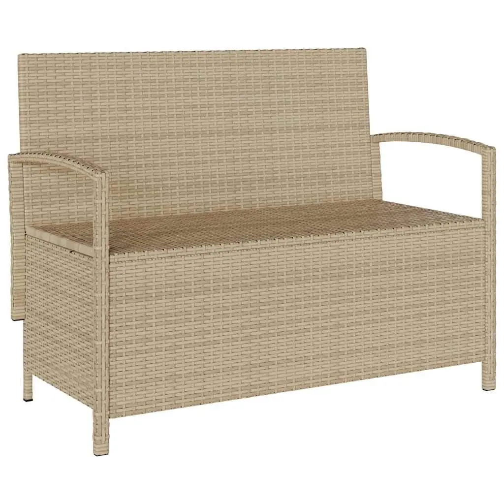 Garden Storage Bench with Cushion Poly Rattan Beige
