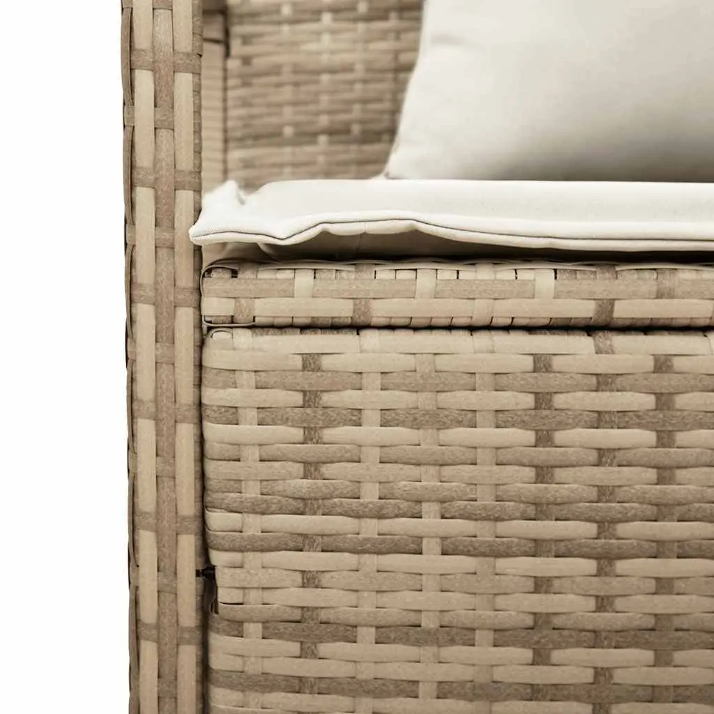 Garden Storage Bench with Cushion Poly Rattan Beige