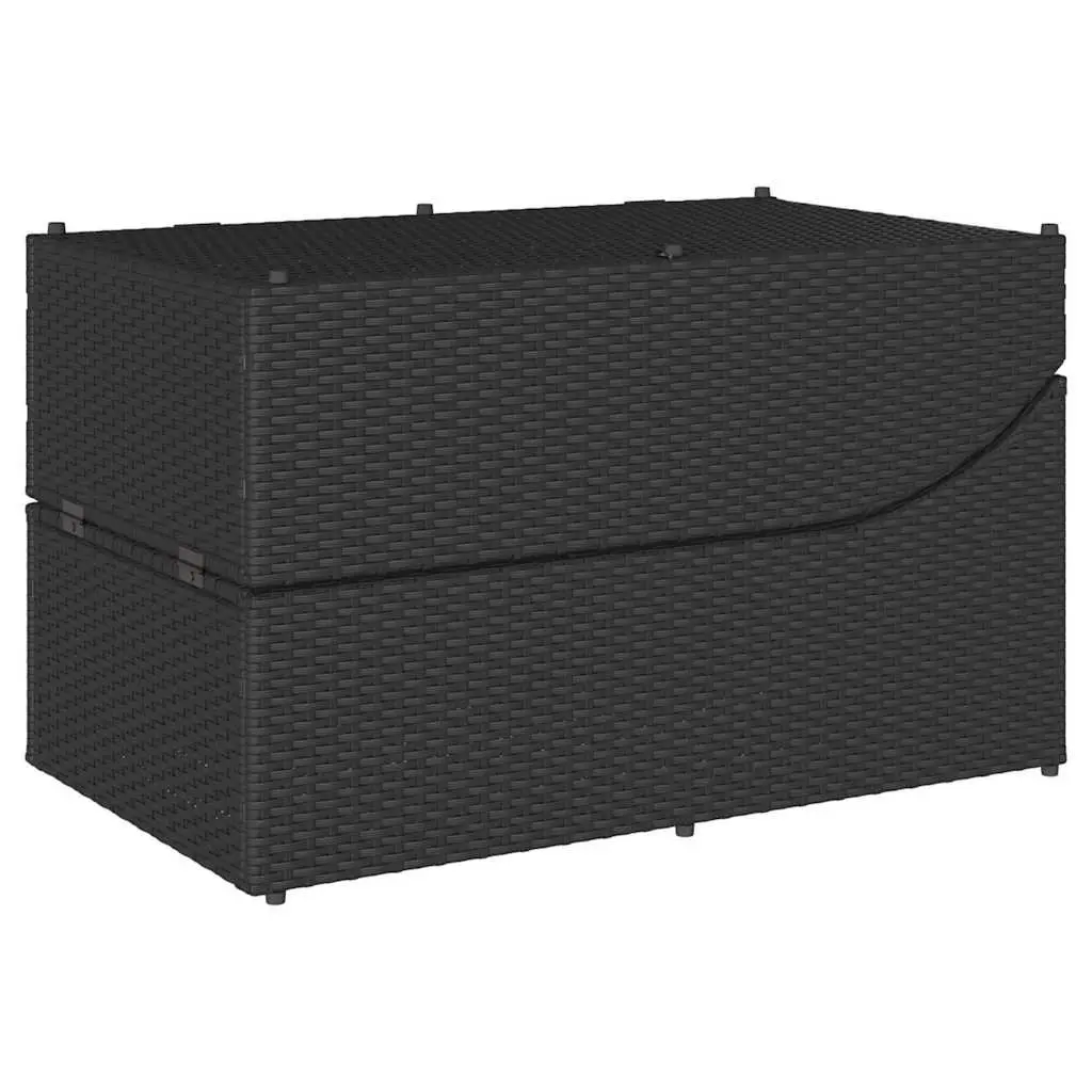 Folding Sun Lounger Adjustable Backrest Black PE Rattan Outdoor Garden Chair with Cushion and Storage Box