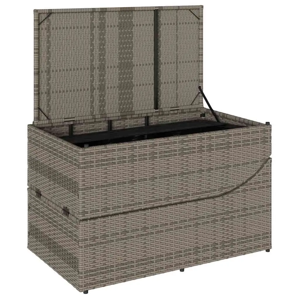 Sun Lounger Folding Outdoor Chair Adjustable Backrest Storage Box Grey