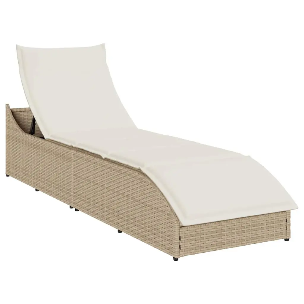 Folding Sun Lounger Adjustable Recliner Outdoor Garden Chair with Cushion