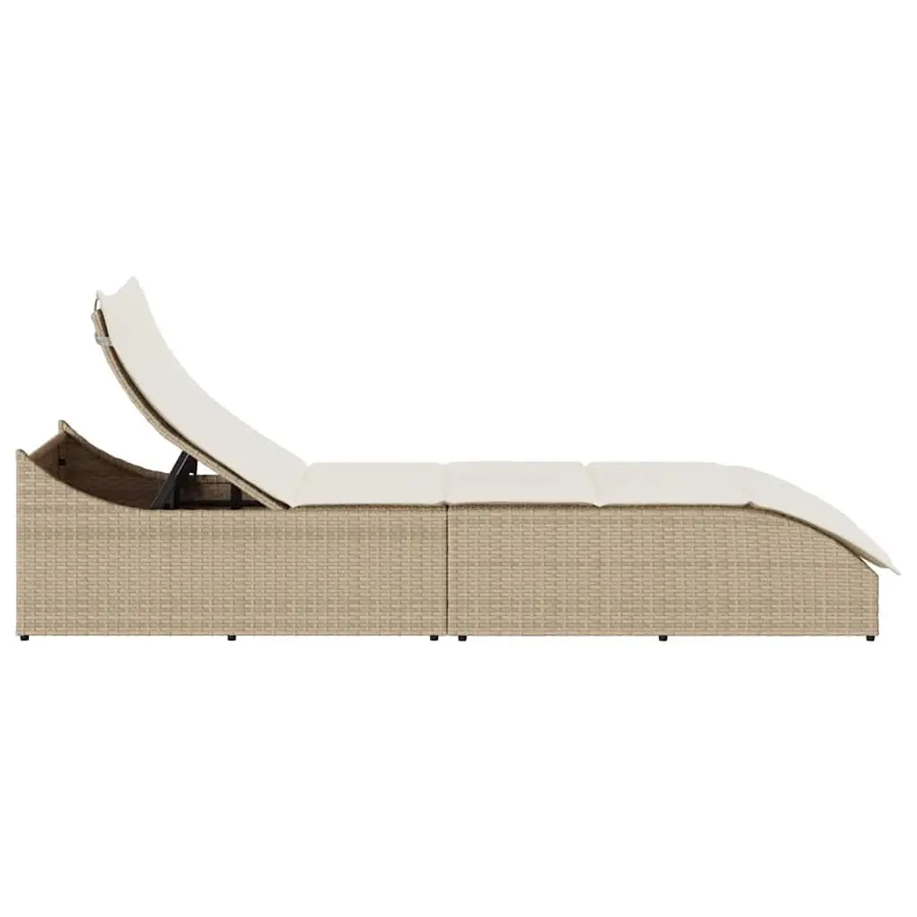 Folding Sun Lounger Adjustable Recliner Outdoor Garden Chair with Cushion
