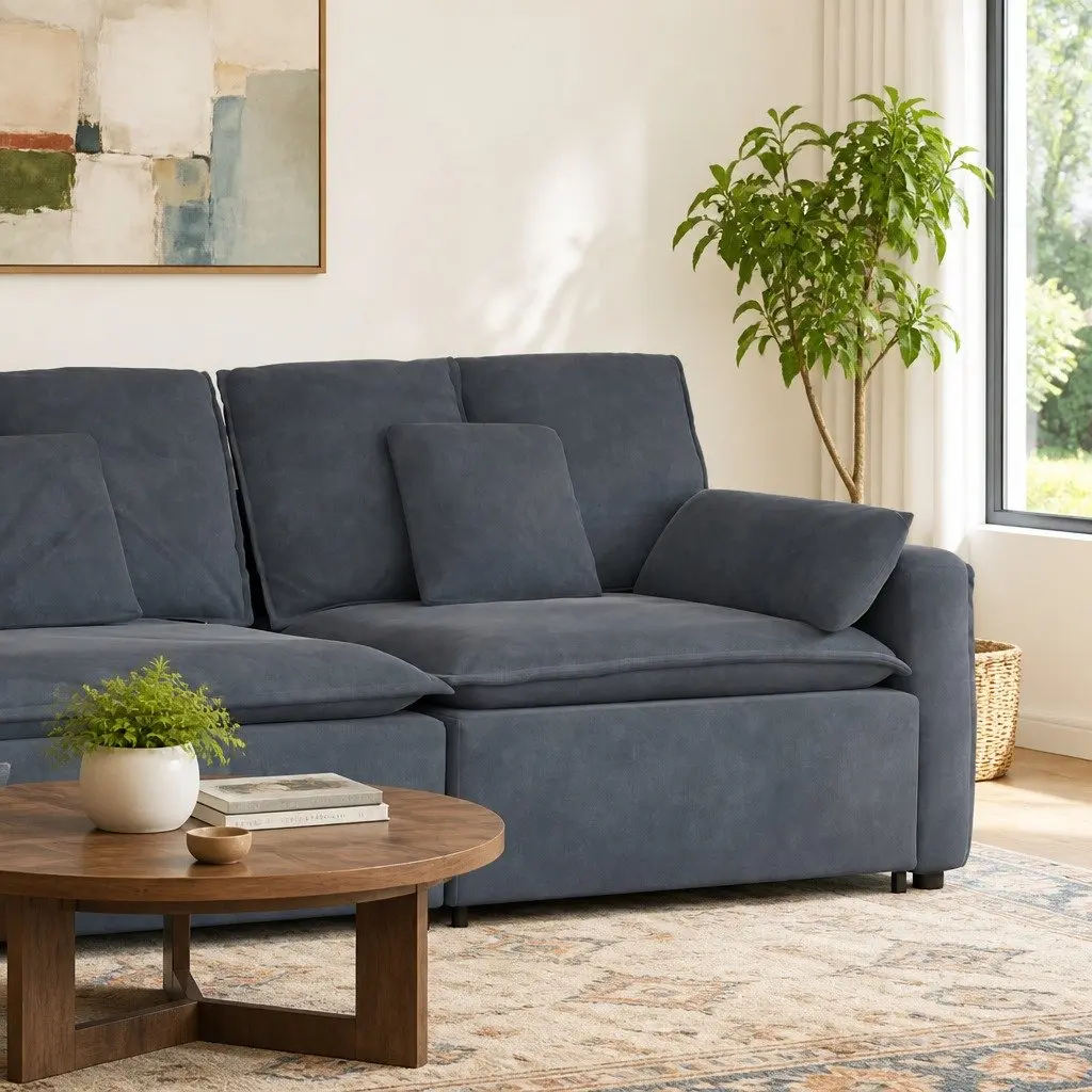 Grey Modular Sofa Armrest End Module