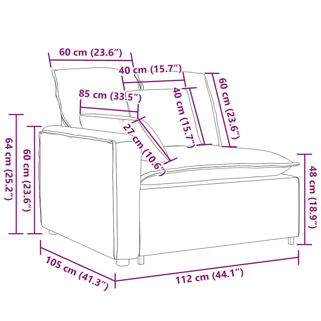 Grey Modular Sofa Armrest End Module