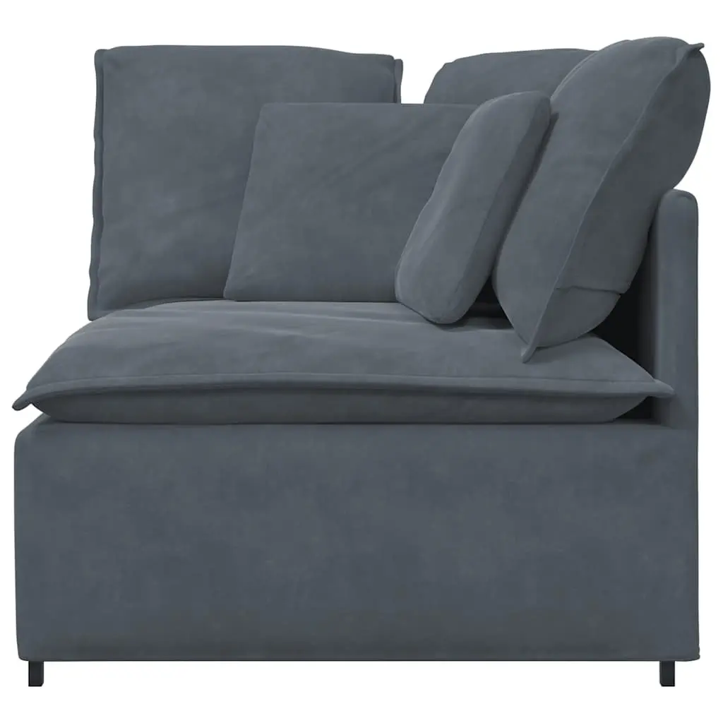Modular Sofa Corner Unit Grey 100cm Velvet Sectional Seating