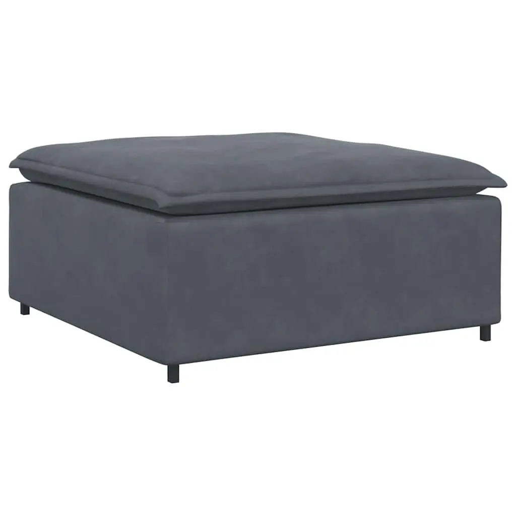 Modular Sofa Footstool Grey Velvet Ottoman Cushioned Seating 100x100x48 cm