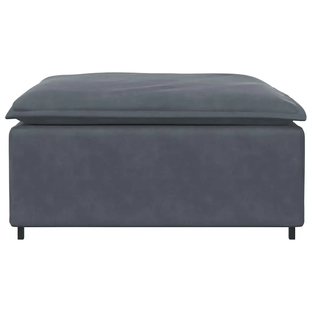 Modular Sofa Footstool Grey Velvet Ottoman Cushioned Seating 100x100x48 cm