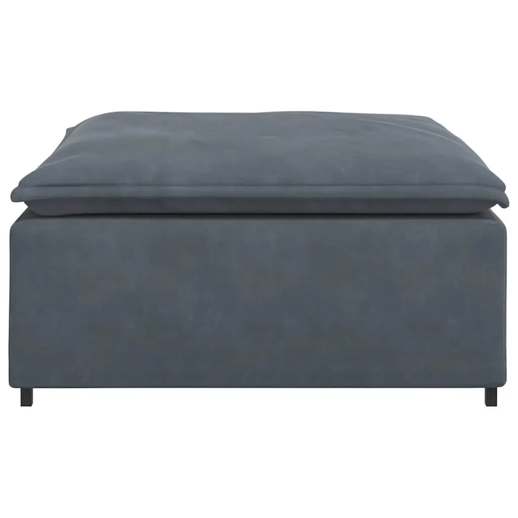 Modular Sofa Footstool Grey Velvet Ottoman Cushioned Seating 100x100x48 cm