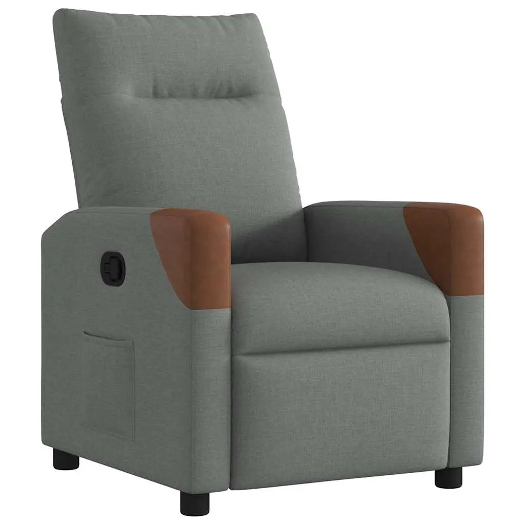 Recliner Chair Grey Fabric Manual Recline Armchair Lounge Seat Home Furniture