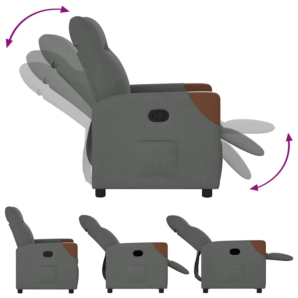 Recliner Chair Grey Fabric Manual Recline Armchair Lounge Seat Home Furniture