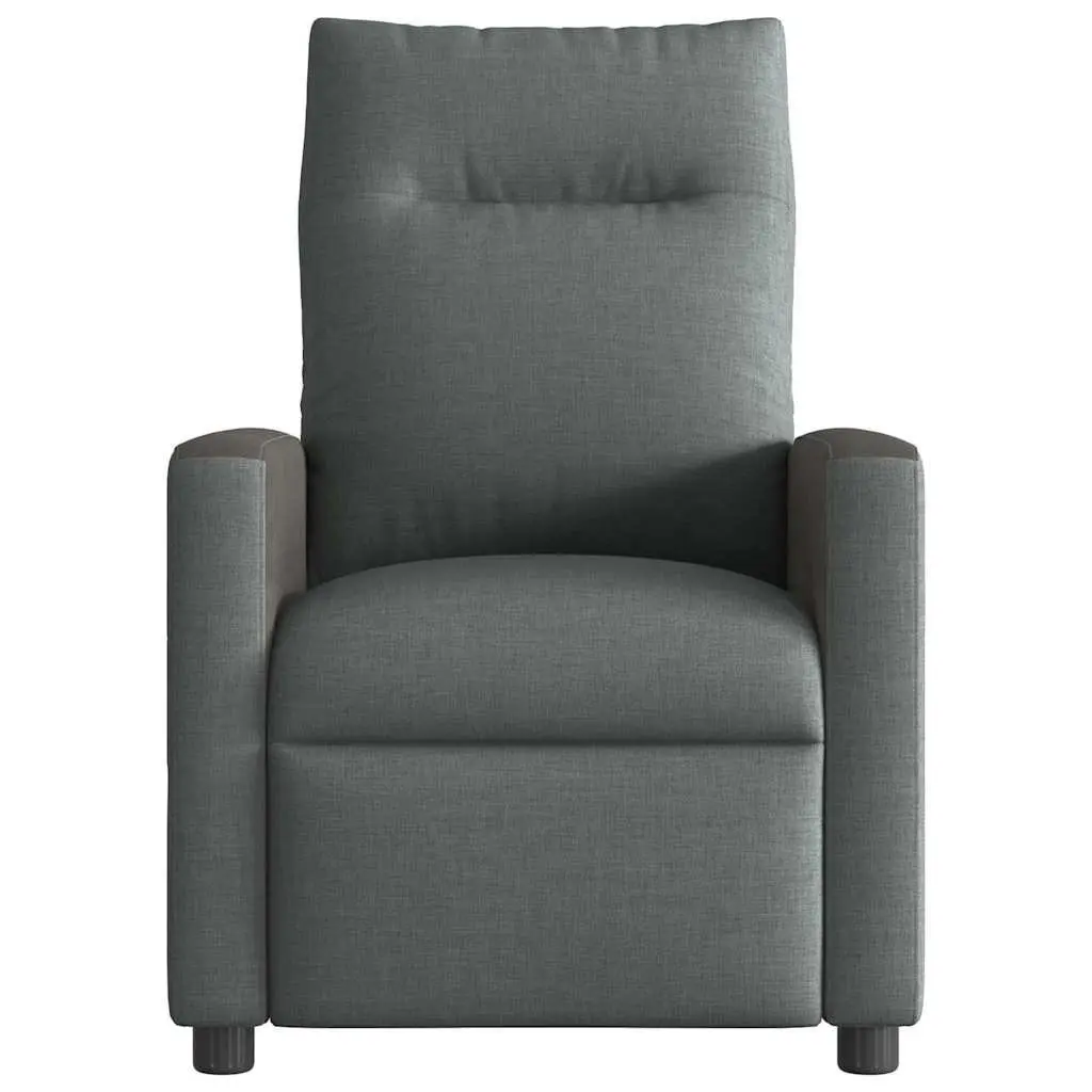 Recliner Chair Grey Fabric Manual Recline Armchair Lounge Seat with Footrest