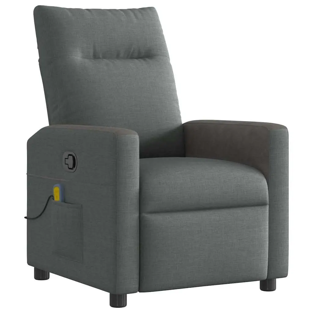 Massage Recliner Chair Grey Fabric Manual Recline Vibration Armchair Relaxation